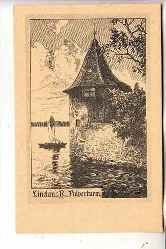 8990 LINDAU, Pulverturm, Künstler-Karte