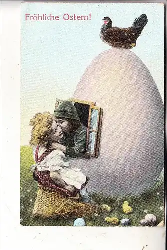 OSTERN - Fröhliche Ostern, Kinder im Ei und Huhn, 1910