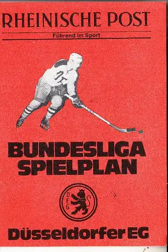 SPORT - EISHOCKEY, DEG Düsseldorf, Spielplan 1973 mit allen Unterschriften - Pokorny, Hejma, Schneitberger, Köberle