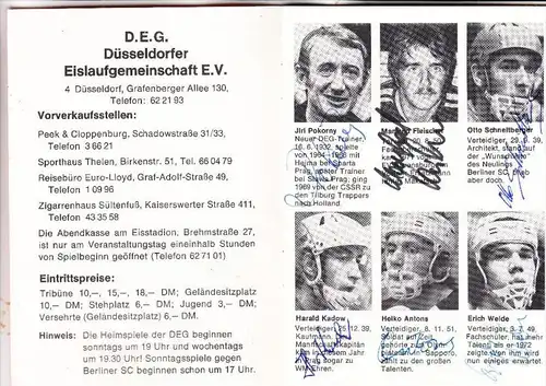 SPORT - EISHOCKEY, DEG Düsseldorf, Spielplan 1973 mit allen Unterschriften - Pokorny, Hejma, Schneitberger, Köberle