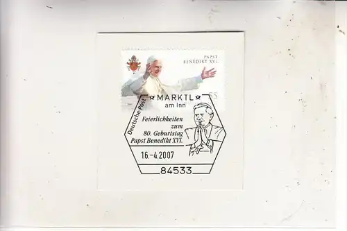 RELIGION - PAPST - Sonderstempel 80. Geburtstag Papst Benedikt XVI