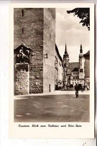 0-8600 BAUTZEN, Blick zum Rathaus & Petri-Dom, 1954