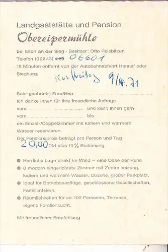 5208 EITORF, Landgaststätte Obereipermühle