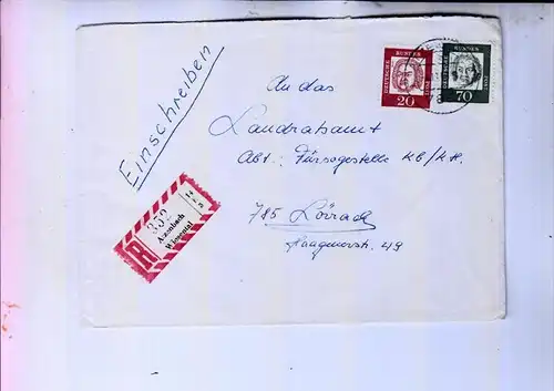 7863 ZELL - ATZLENBACH, POSTGESCHICHTE, Einschreib-Brief 1963, R-Zettel noch ohne PLZ