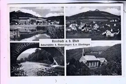 5454 WALDBREITBACH - ROSSBACH / Wied, Mehrbild, Landpoststempel "(22b) Roßbach über Linz / Rhein", 1951