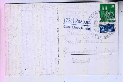 5454 WALDBREITBACH - ROSSBACH / Wied, Mehrbild, Landpoststempel "(22b) Roßbach über Linz / Rhein", 1951