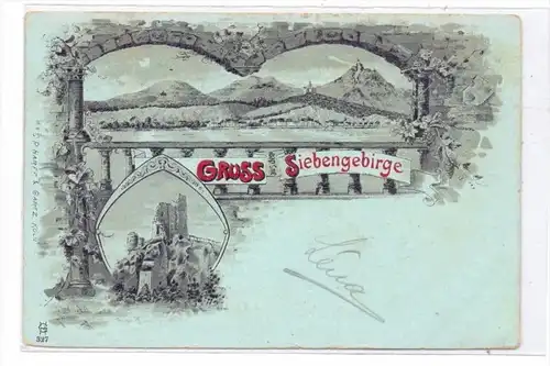 5330 KÖNIGSWINTER, Lithographie, Panorama & Drachenfels, 1905