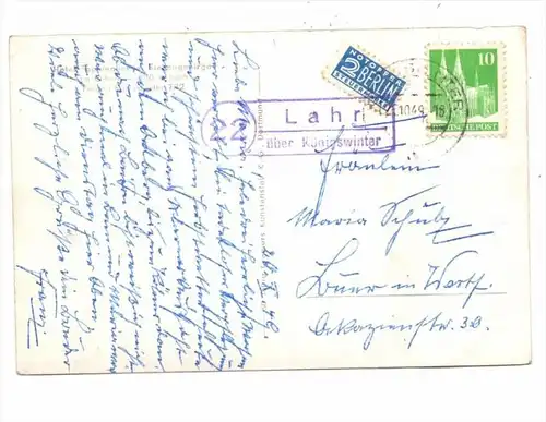 5330 KÖNIGSWINTER - ITTENBACH - LAHR, Postgeschichte, Landpoststempel 1949