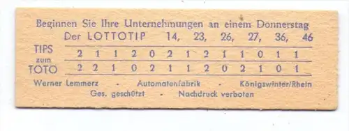 5330 KÖNIGSWINTER, Fa. Werner Lemmertz, Bahnhofsautomaten, Lotto- & Horoskop