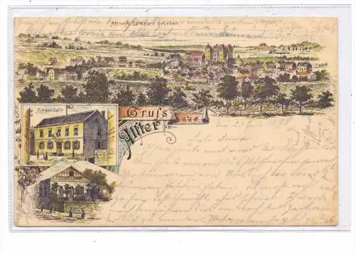 5305 ALFTER, Lithographie 1898, Kaiserhalle, Panorama, kl. Knick