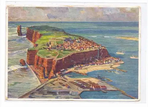 2192 HELGOLAND, Panorama, Künstler-Karte 1935, Ecken leicht berieben, kl. Knick
