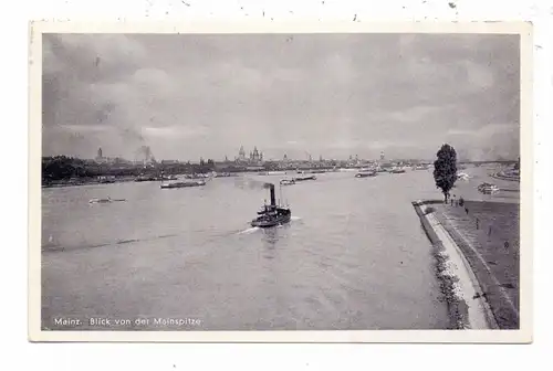 6500 MAINZ, Blick von der Mainspitze, 1937, Binnenschiffe