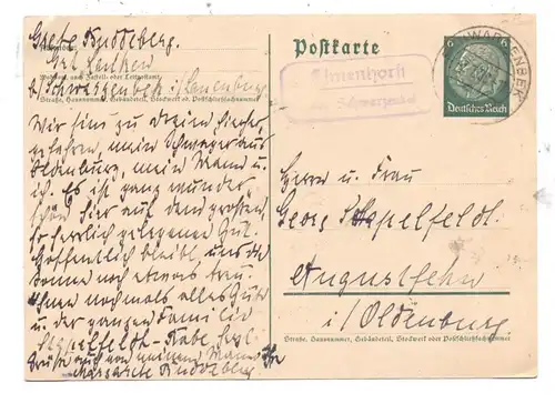 2053 ELMENHORST - Postgeschichte, Landpostsempel Elmenhorst über Schwarzenbek, 1938