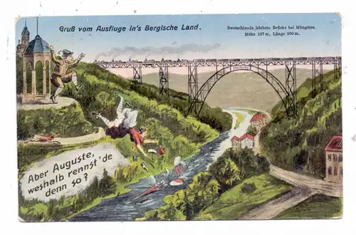 5650 SOLINGEN - MÜNGSTEN, Müngstener Brücke, Humor, 1927