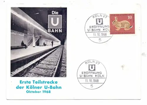 STRASSENBAHN / Tram, Eröffnung der Kölner U-Bahn, Sonder-Postkarte 1968
