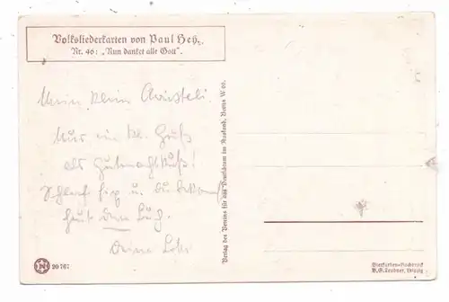 KÜNSTLER / ARTIST - PAUL HEY, Volksliederkarte Nr.46, "Nun danket alle Gott"