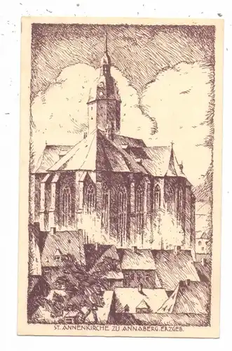 0-9300 ANNABERG, St. Annenkirche, Federzeichnung Hans Wittig-Friesen