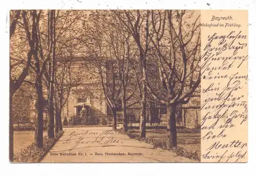 8580 BAYREUTH, Wahnfried im Frühling, Serie Wahnfried Nr.1, Haus Thomascheck