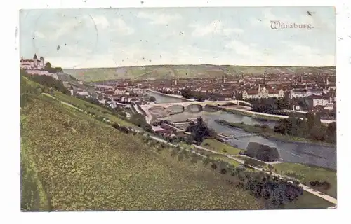 8700 WÜRZBURG, Panorama, 1908, color