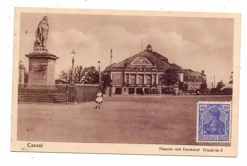 3500 KASSEL, Theater mit Denkmal Friedrich II, 1921