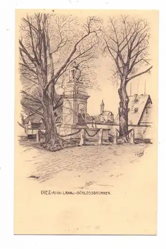 6252 DIEZ, Schlossbrunnen, Künstler-Karte, 1914