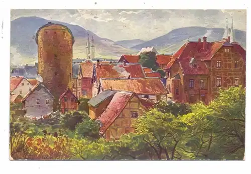 3380 GOSLAR, Blick vom Georgenwall, Künstler-Karte Prof. Alb. Hertel