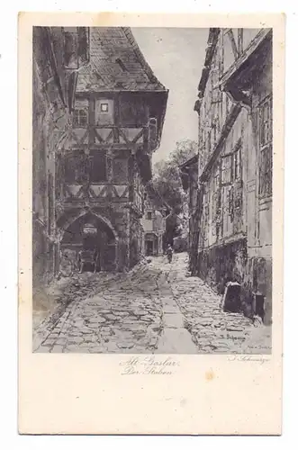 3380 GOSLAR, Alt-Goslar, Künstler-Karte J.Schwarze, Der Stoben, min. fleckig