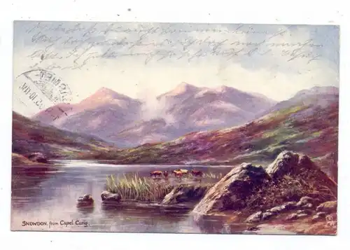 UK - WALES - GWYNEDD, Snowdon from Capel Curig, TUCK North Wales Series III