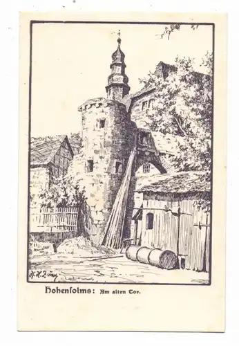 6331 HOHENAHR - HOHENSOLMS, Am alten Tor, Künstler-Karte Karl Heinrich Zunn