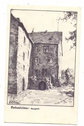 6331 HOHENAHR - HOHENSOLMS, Burghof, Künstler-Karte Karl Heinrich Zunn