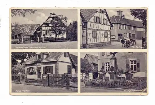 7597 RHEINAU - HEIMLINGEN, Am Rathaus, Bauernhaus, Kriegerdenkmal, Haus Walther(PERSIL/MAGGI), Landpoststempel, Eckknick