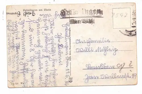 7597 RHEINAU - HEIMLINGEN, Am Rathaus, Bauernhaus, Kriegerdenkmal, Haus Walther(PERSIL/MAGGI), Landpoststempel, Eckknick