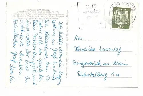 3209 SCHELLERTEN - OTTBERGEN, Fremdenheim Ahrens, 1961