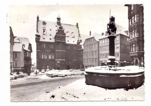 3550 MARBURG, Marktplatz im Schnee