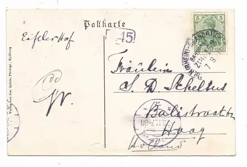 5524 KYLLBURG, Partie auf der Borkyll, 1911, color, Bahnpost "CÖLN - SAARBRÜCKEN"
