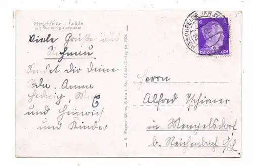 0--8800 ZITTAU - HIRSCHFELDE - LEHDE, Dorfansicht mit Weinberg - Gaststätte, 1942