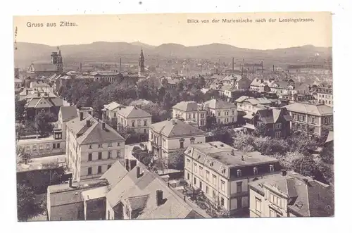 0--8800 ZITTAU, Blick von der Marienkirche nach der Lessingstrasse, 1909