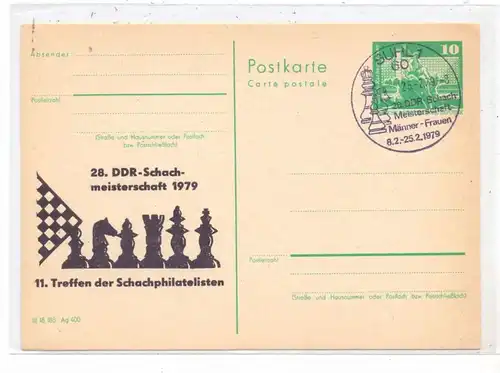 SPORT - SCHACH, 28. DDR Schachmeisterschaft, Sonder-Ganzsache 1979