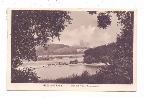 5480 REMAGEN, Blick auf Kloster Nonnenwerth, Rheinschiffe, 1913