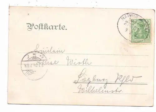 2000 HAMBURG - UHLENHORST, An der Schönen Aussicht, 1904, Bahnpost Hamburg-Kiel