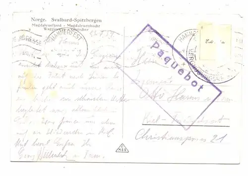 NORGE - SVALBARD / Spitsbergen / Spitzbergen, Magdalenefjord, 1939, Paquebot, Brfm. fehlt