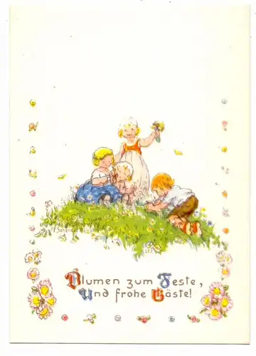 KINDER - Künstler-Karte Franziska Schenkel, "Blumen zum Feste...
