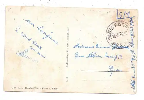 5372 GEMÜND, Partie an der Urft, 1952, belgische Militärpost