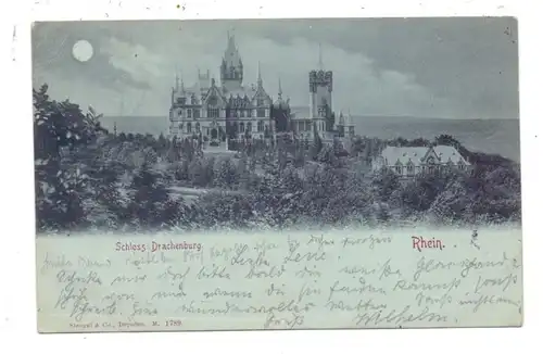 5330 KÖNIGSWINTER, Schloss Drachenburg, Mondschein-Karte, 1898