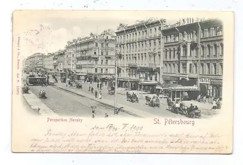 RU 190000 SANKT PETERSBURG, Nevsky Prospect 1900, belebte Szene, Relief-Karte - geprägt / embossed