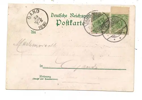 5330 KÖNIGSWINTER, Lithographie Drachenfels, Drachenburg & Drachenfelsbahn, 1892 !!! sehr frühe Karte