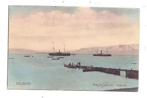 ISLAND - REYKJAVIK, Havn / Hafen / port, 1909, color