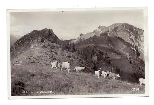 8172 LENGGRIES, Blick zum Latschenkopf, Kuhherde auf der Alm, 1938