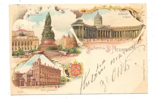 RU 190000 SANKT PETERSBURG, Lithographie 1898, Petersburger Nummernstempel 9, nach Österreich befördert