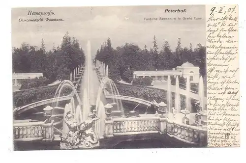RU 198504 PETERHOF, Schloßanlage Fontäne und großer Kanal, 1907